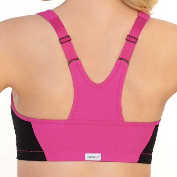 Glamorise SPORT Bra 34D (HIGH-IMPACT) Wicking (RACERBACK) Stretch PINK NEW - Picture 4 of 9
